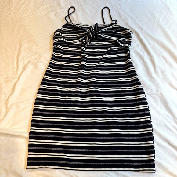 Lush Dress Mini Navy White Stripe Boho Nautical Twist Tie Bow LARGE #LD42147-S05 - Picture 1 of 10